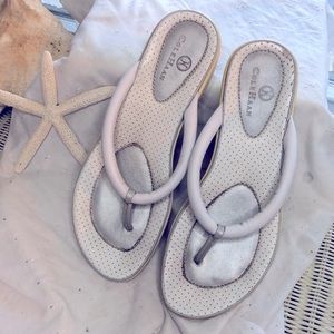 COLE HAAN NIKEAir Women's Pearl Leather Wedge Dress Thongs Sandals Slides Size 8